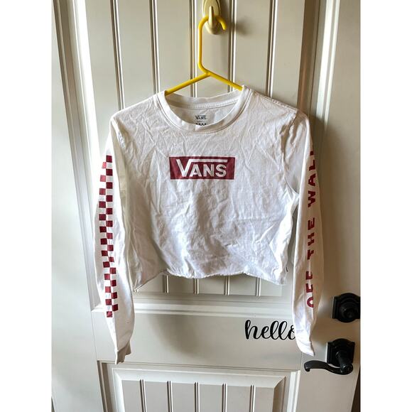 Vans Tops - Vans white red checkered crop top women’s small